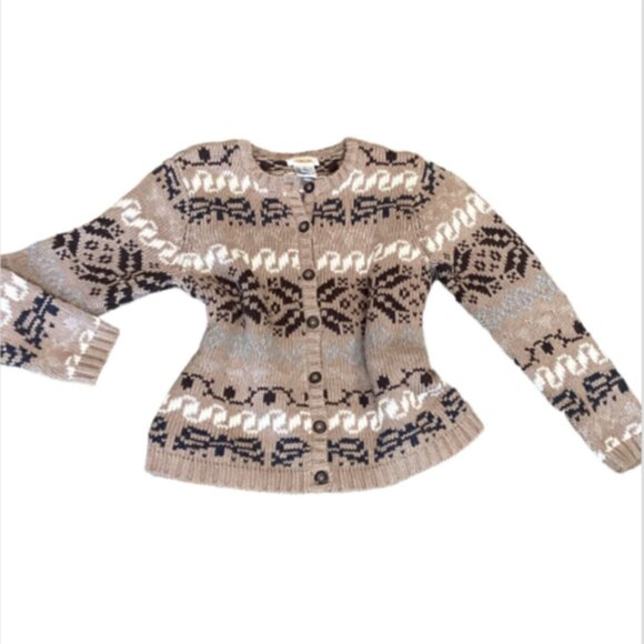 Talbots Nordic Fair Isle Cardigan Sweater Sz S #337L - Picture 2 of 9